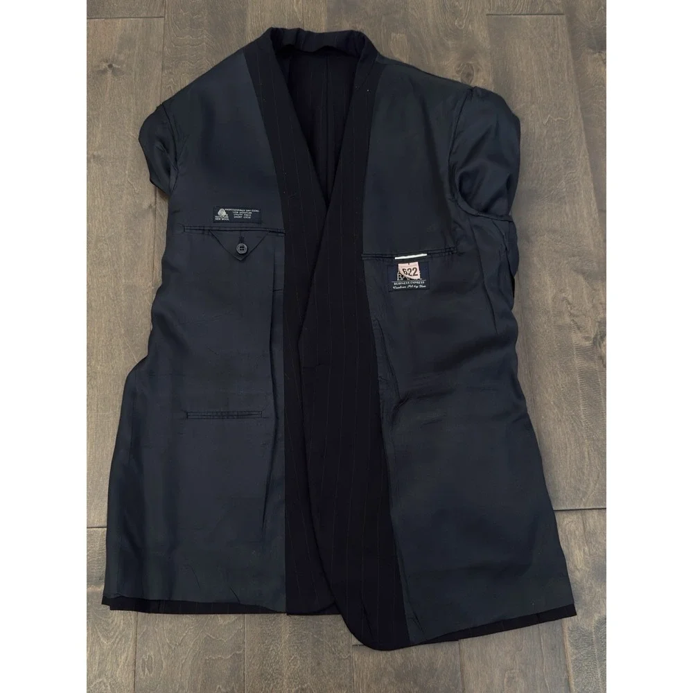 Jos A Bank Mens Size 42R Navy Blue‎ Pinstripe Suit Jacket 100% Wool Made In USA